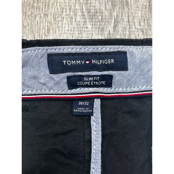 Tommy Hilfiger Pants Men's Size 38x32 Slim Straight Chino Pant Cotton Black - Picture 3 of 9
